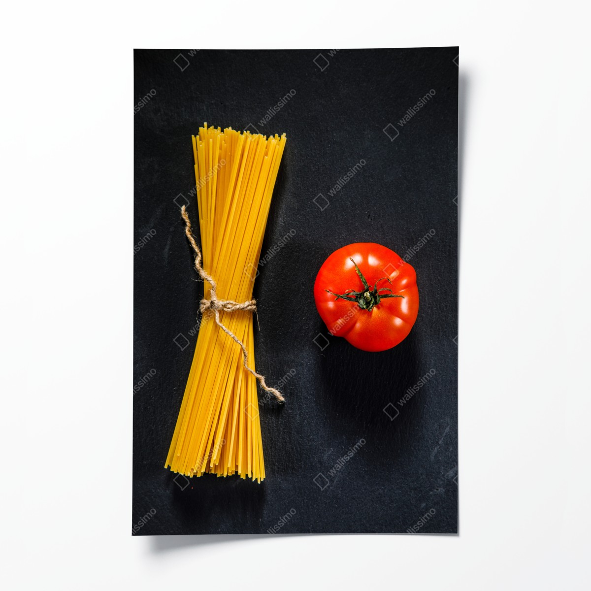 Poster minimalistische spaghetti- und tomatenkomposition – Wallnifity®