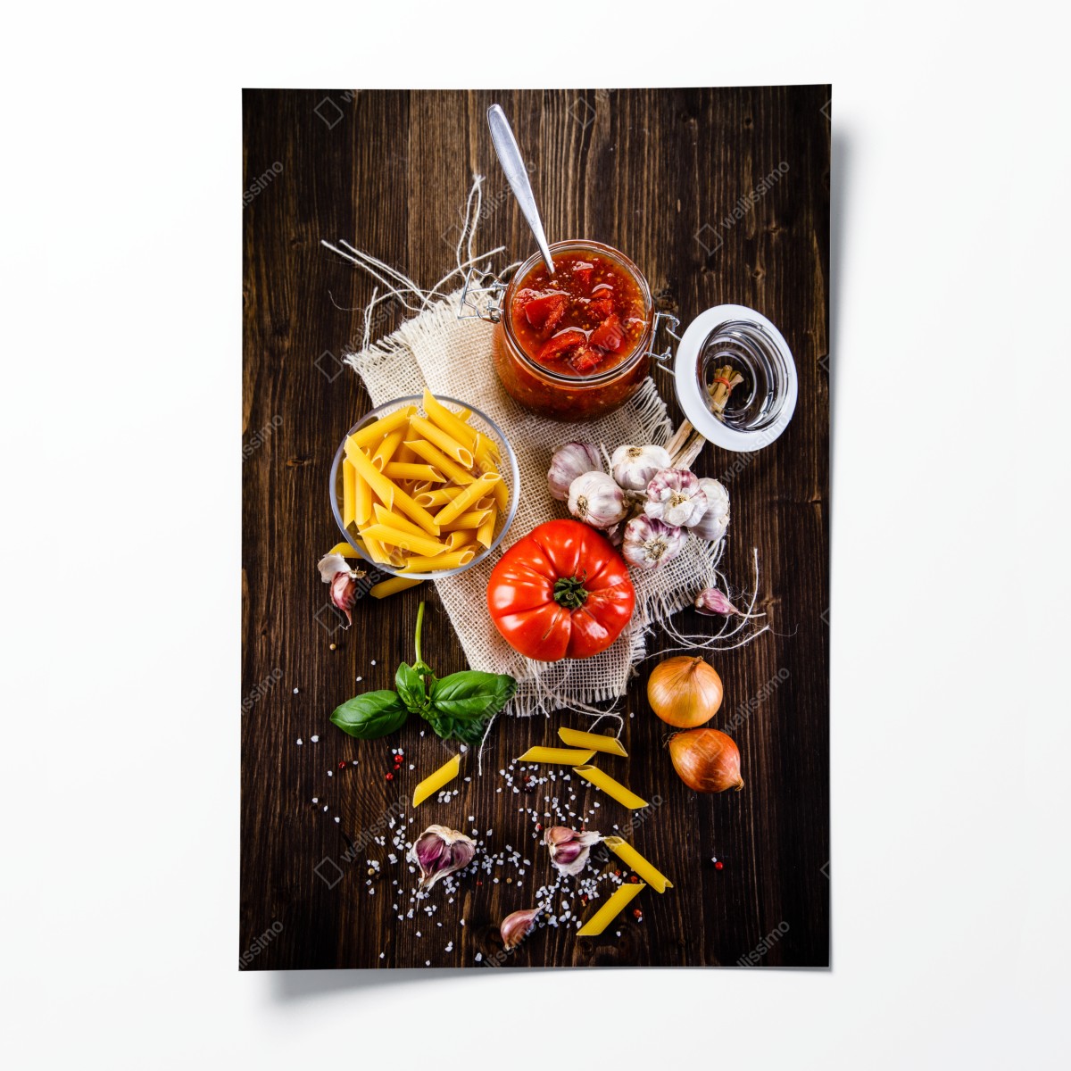 Poster rustikales italienisches pasta-arrangement – Wallnifity®