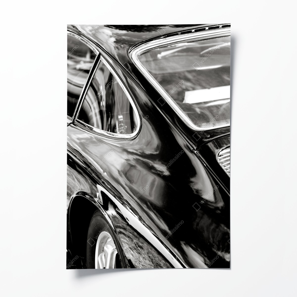 Poster oldtimer rückansicht detail in schwarzweiß – Wallnifity®