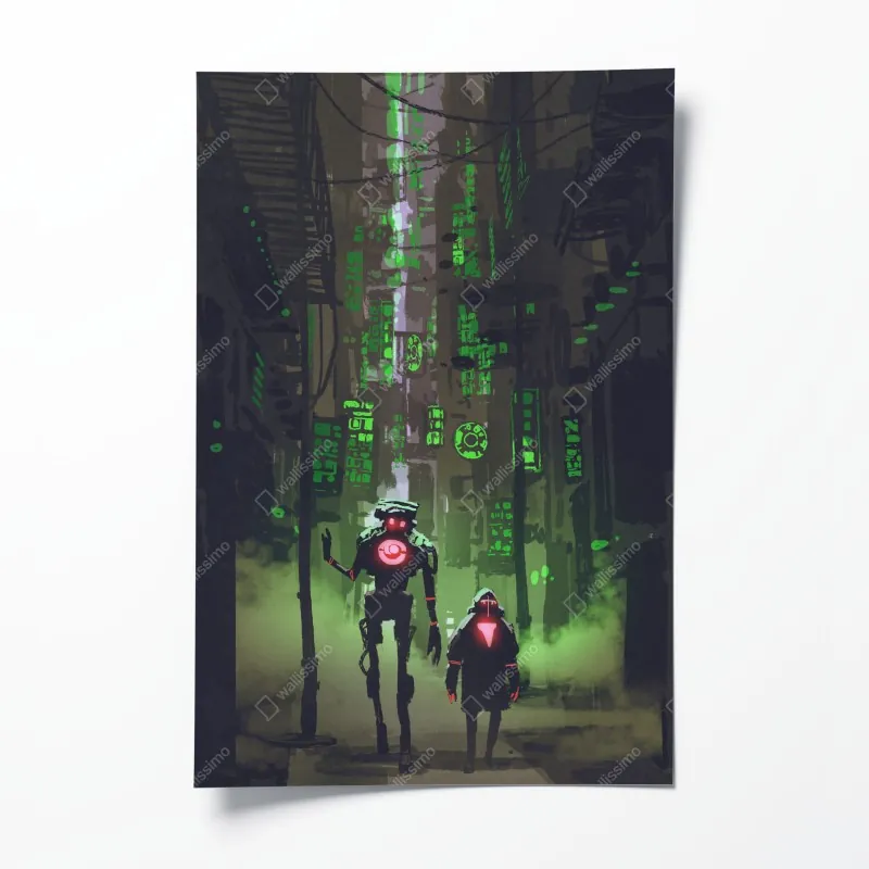 Poster glühender vulkanausbruch bei nacht – Wallnifity®