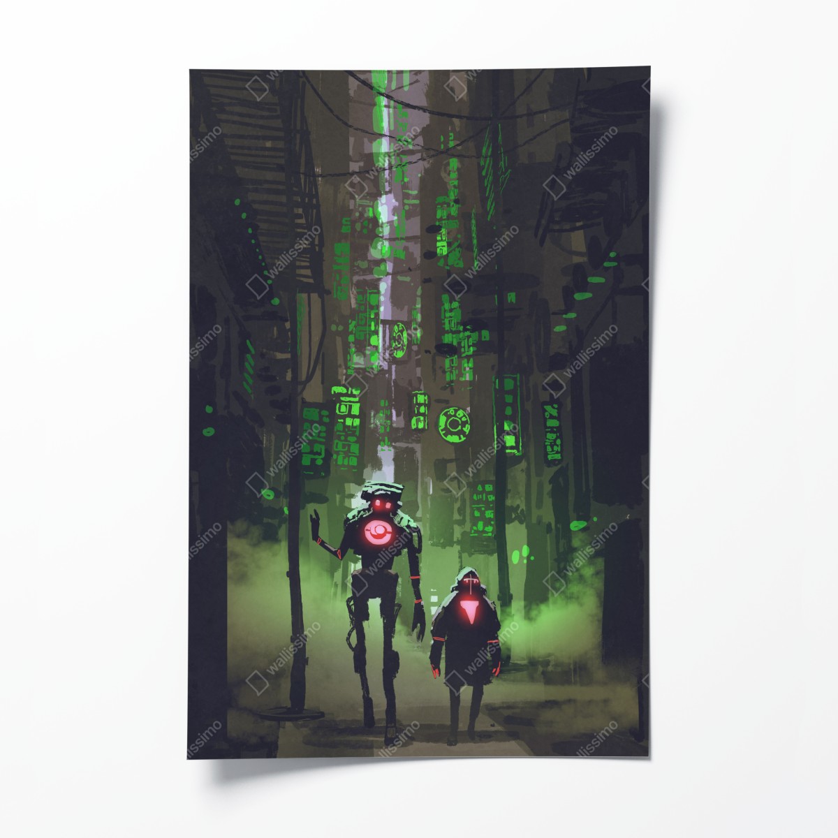 Poster roboter in der neon gasse – Wallnifity®