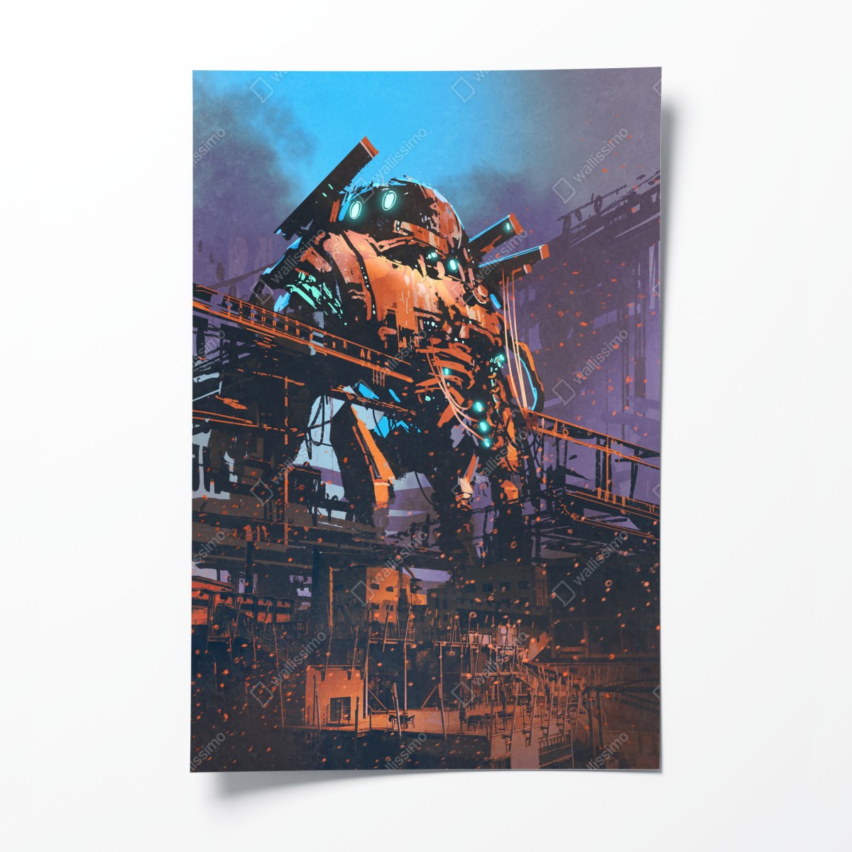 Poster riesiger mech in verlassener fabrik – Wallnifity®
