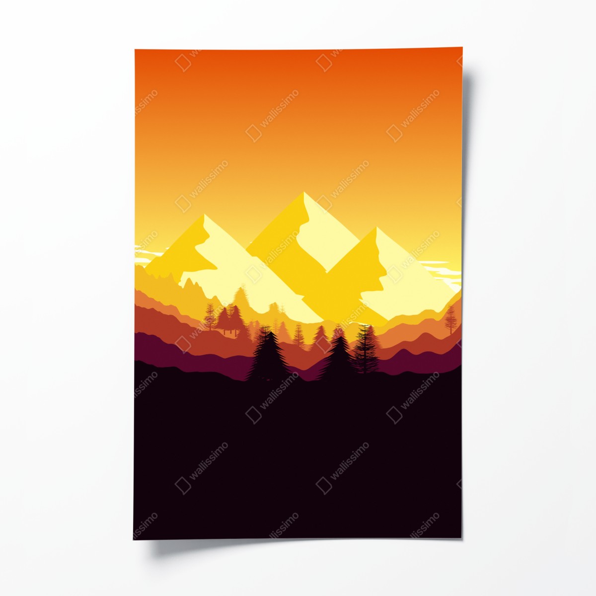 Poster goldener sonnenuntergang über bergen – Wallnifity®