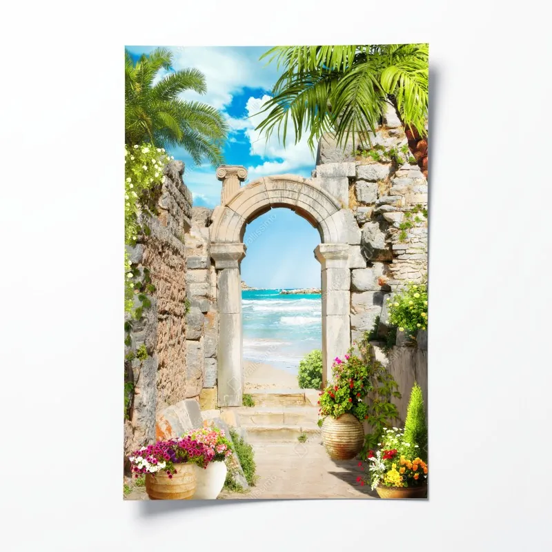 Poster geometrisches labyrinthmuster in beige und schwarz – Wallnifity®