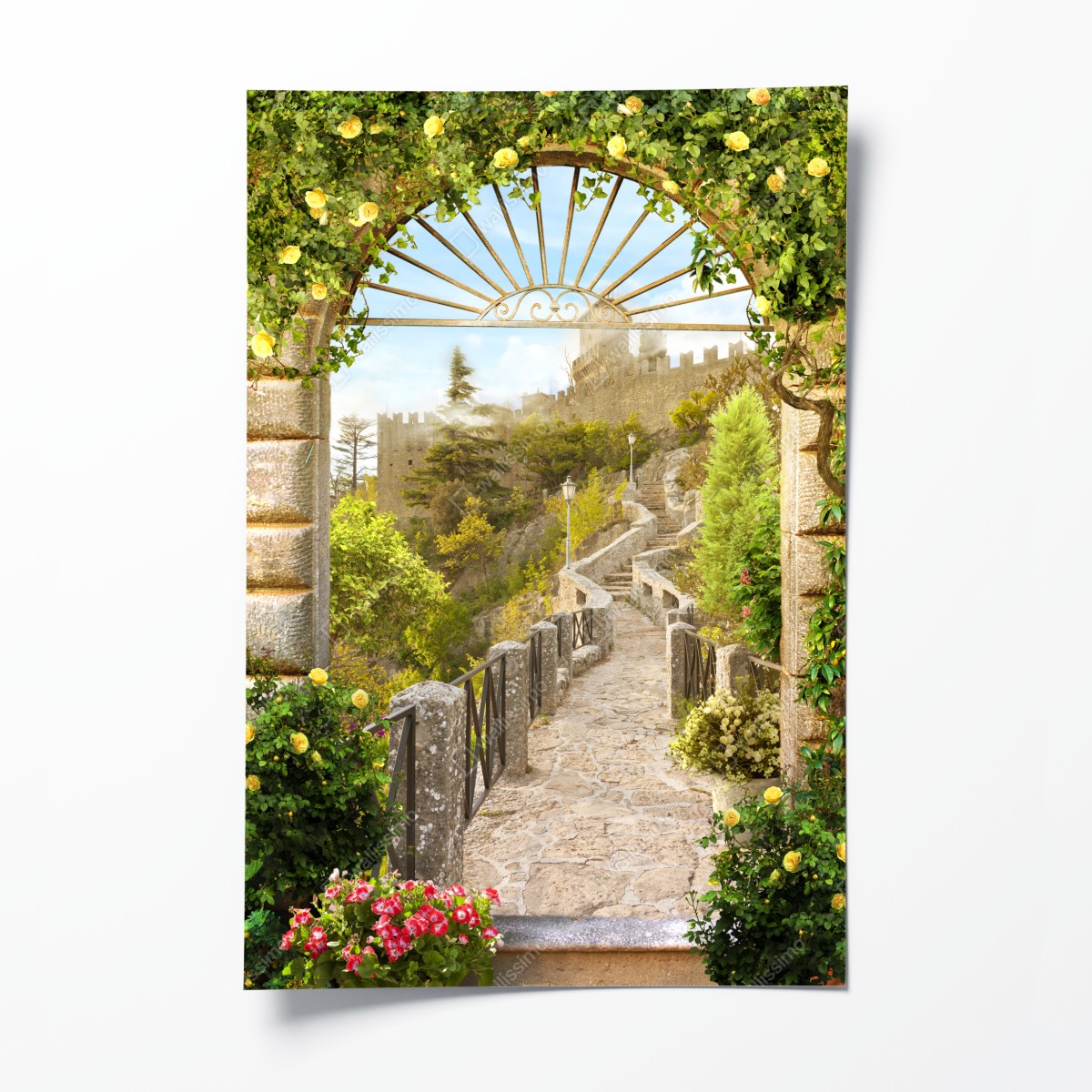 Poster sonniger gartenweg zum schloss – Wallnifity®