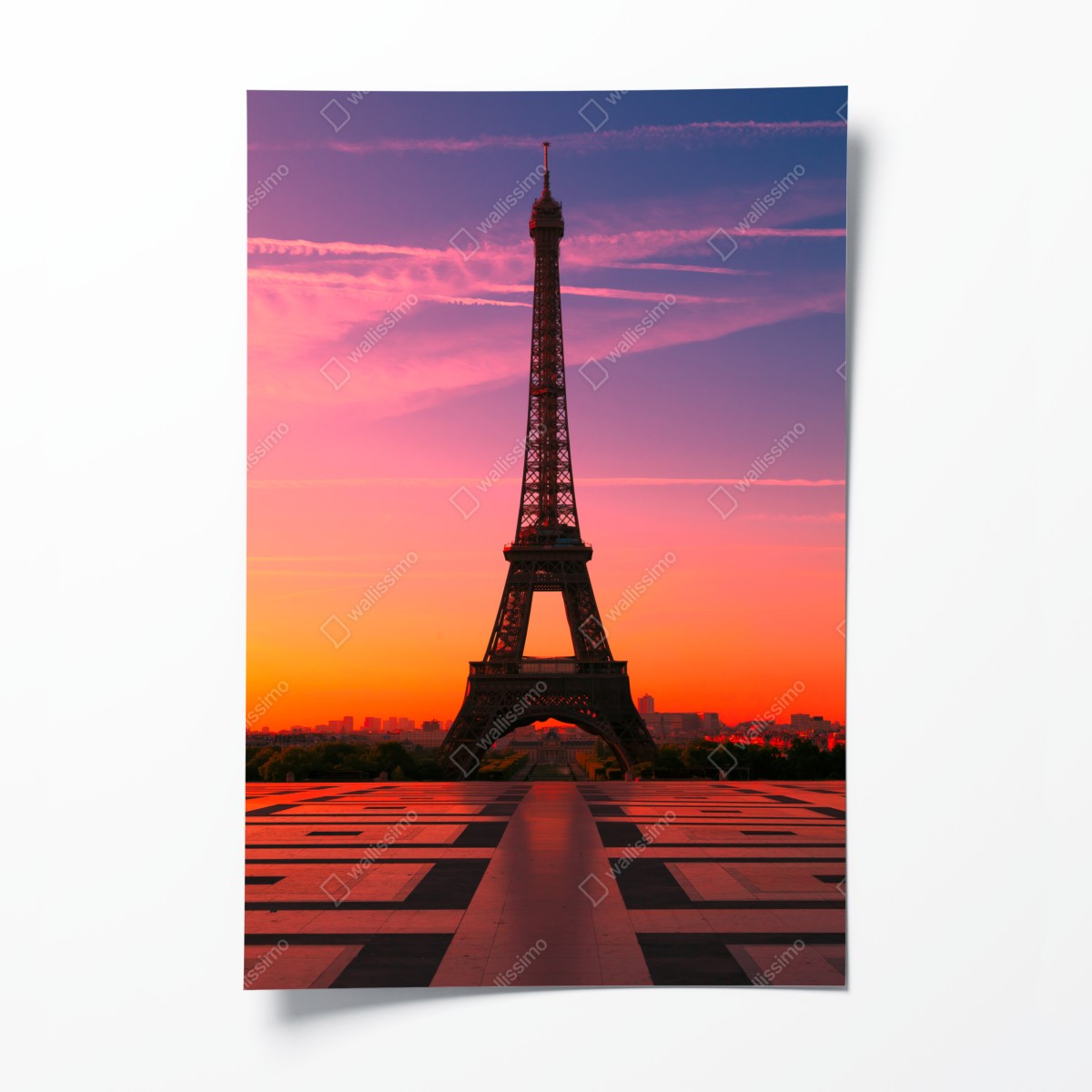 Poster sonnenaufgang über dem Eiffelturm – Wallnifity®