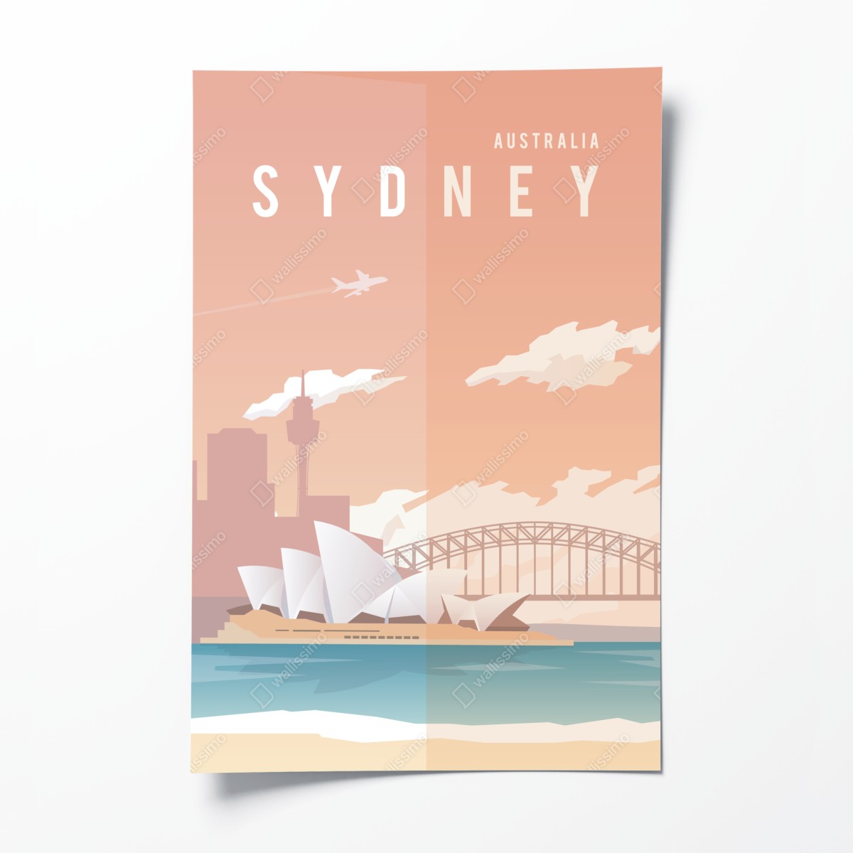 Poster pastellblick auf Sydney mit opernhaus und brücke – Wallnifity®