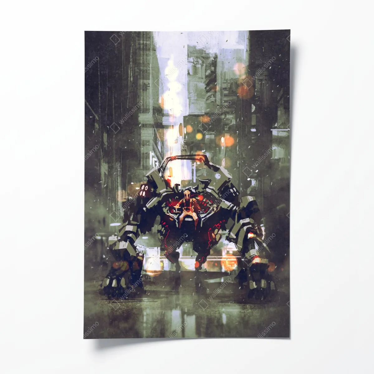 Poster futuristischer mech in neonstadt – Wallnifity®