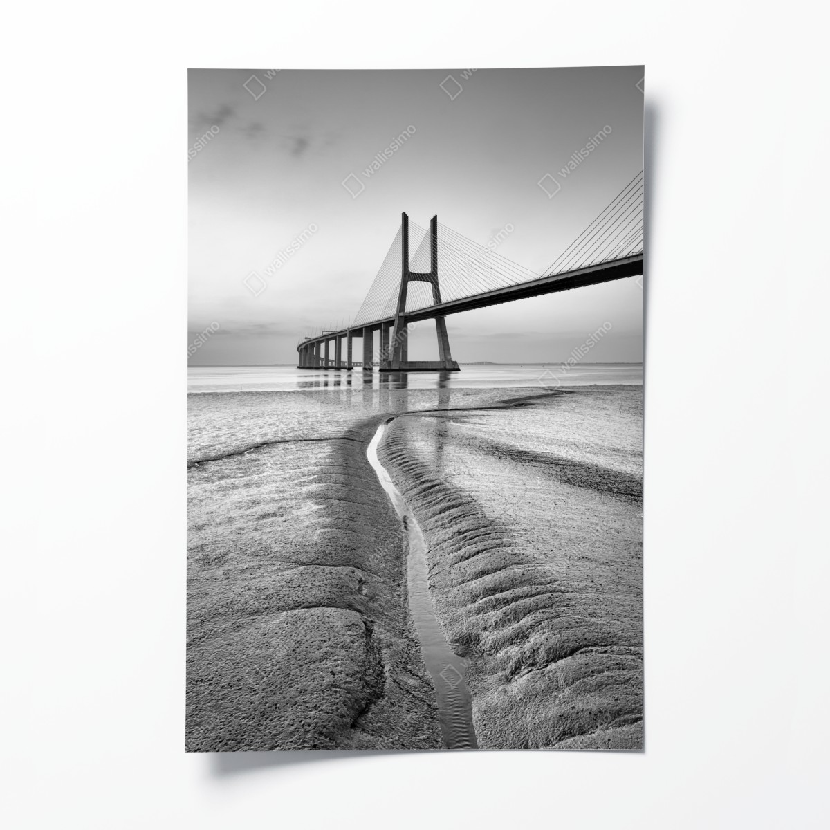 Poster minimalistische seilbrücke in monochrom – Wallnifity®