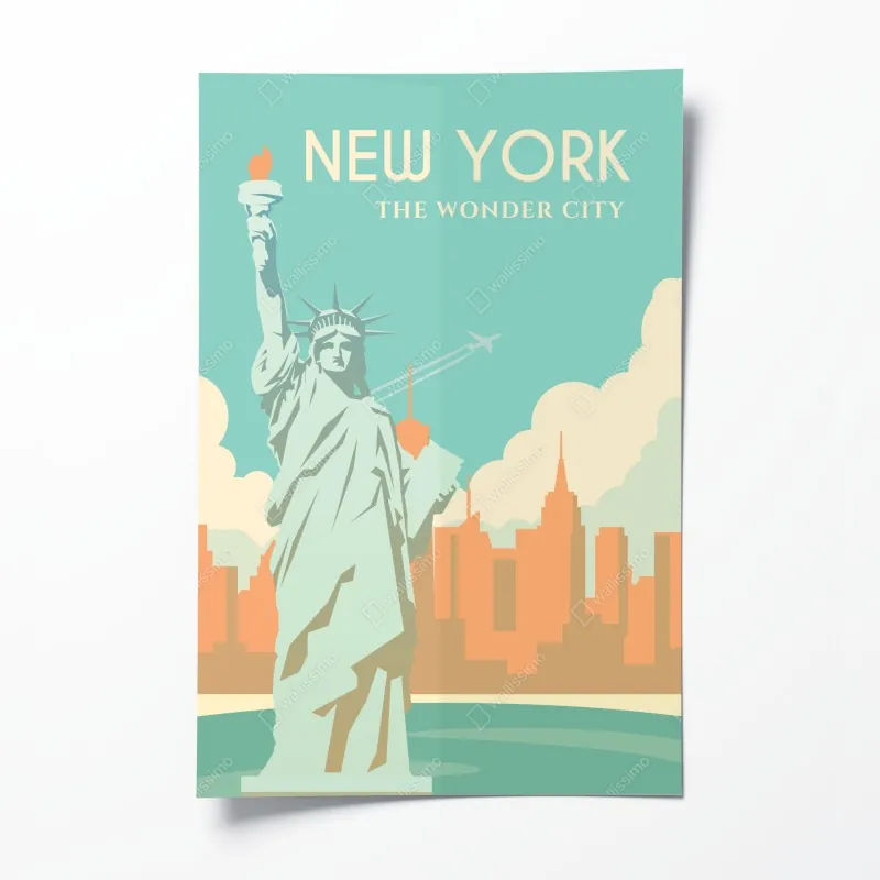 Poster sonnige gelbe 3d-abstrakte kurve – Wallnifity®