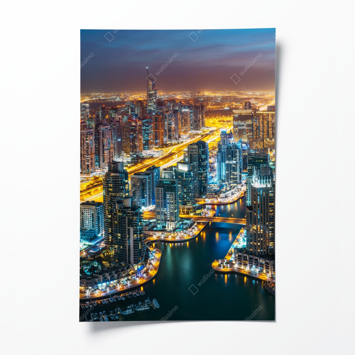 Poster nächtliche skyline Dubai Marina – Wallnifity®