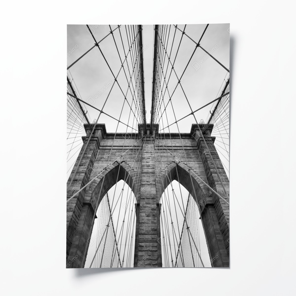 Poster perspektive der Brooklyn Bridge in monochrom – Wallnifity®