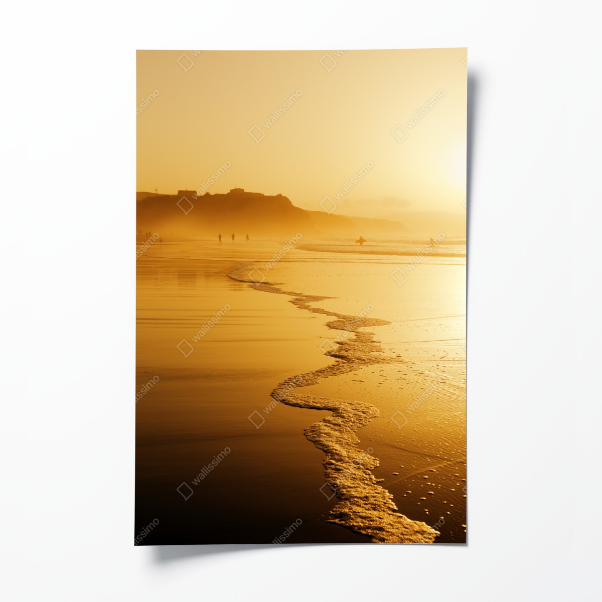 Poster goldener sonnenuntergang am strand von Sopelana – Wallnifity®