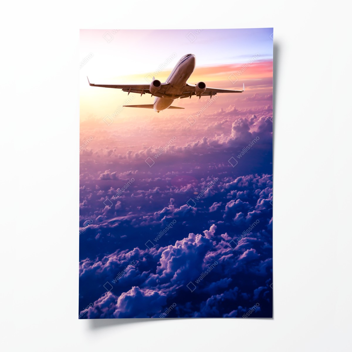 Poster flug bei sonnenaufgang über den wolken – Wallnifity®