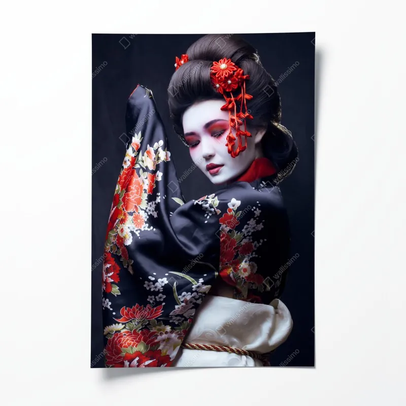 Poster sonnige gelbe 3d-abstrakte kurve – Wallnifity®