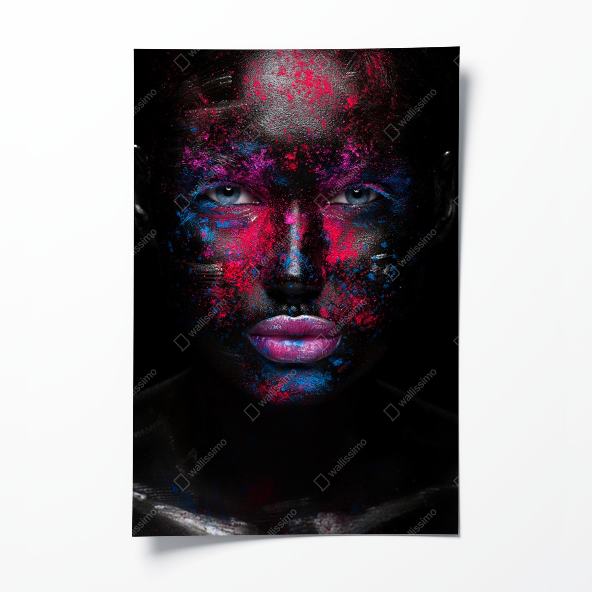 Poster dramatisches neon-gesichtsporträt – Wallnifity®