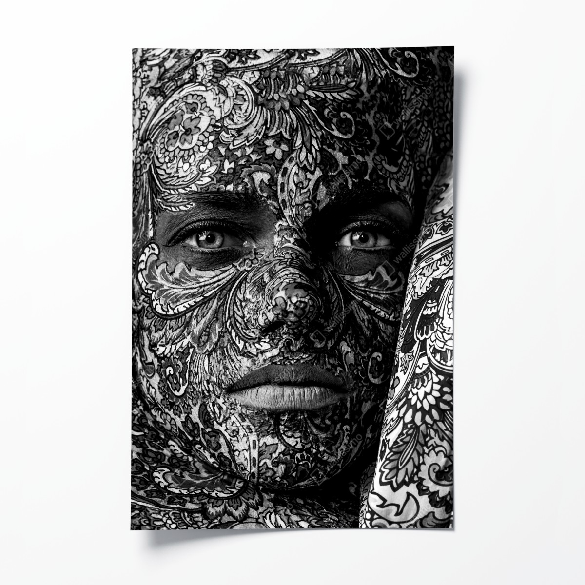 Poster ornamentales porträt mit floralen mustern – Wallnifity®