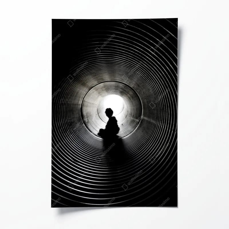 Poster zarte nahaufnahme von löwenzahnsamen in monochrom – Wallnifity®