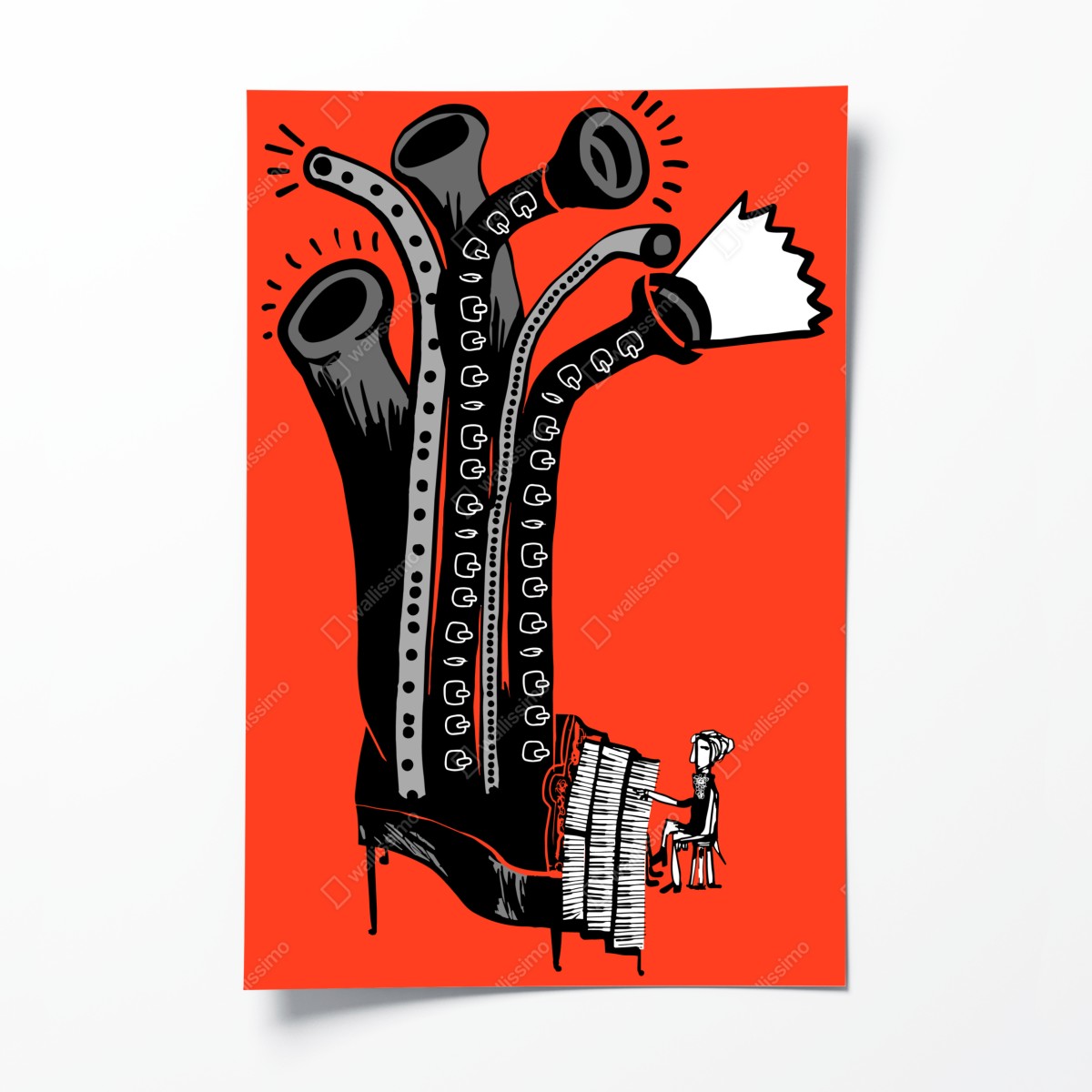 Poster surrealistisches klavierschuh-motiv – Wallnifity®