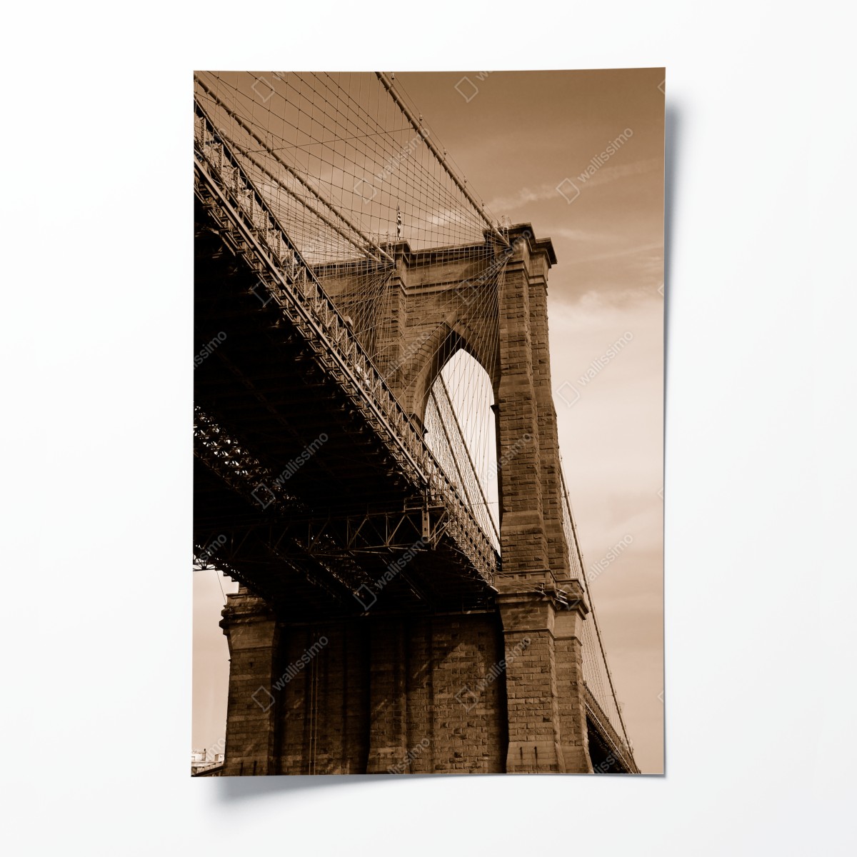 Poster sepia ansicht der Brooklyn Bridge – Wallnifity®