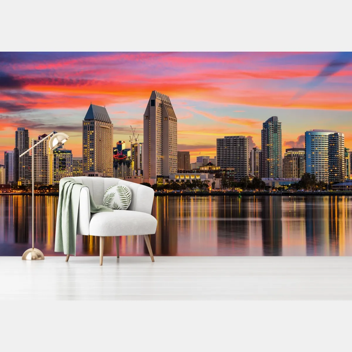 Fototapete San Diego skyline bei sonnenuntergang – Wallnifity®