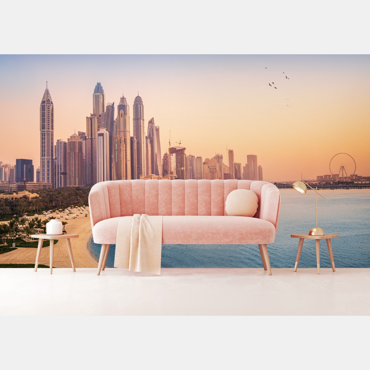 Fototapete Dubai skyline bei sonnenuntergang – Wallnifity®