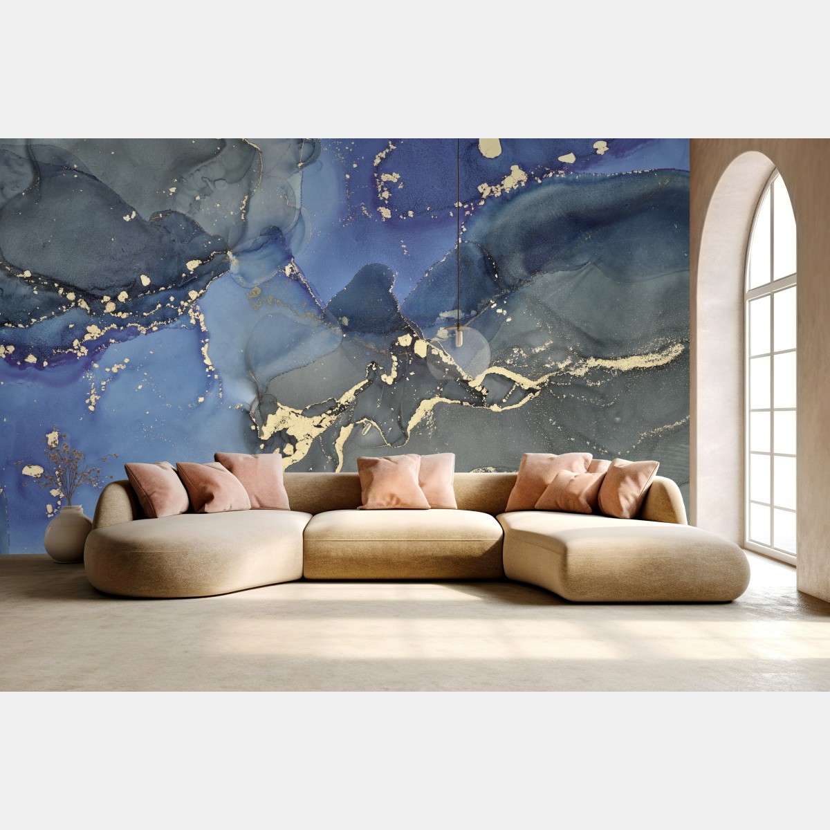 Fototapete luxuriöse blau-goldene abstraktion – Wallnifity®
