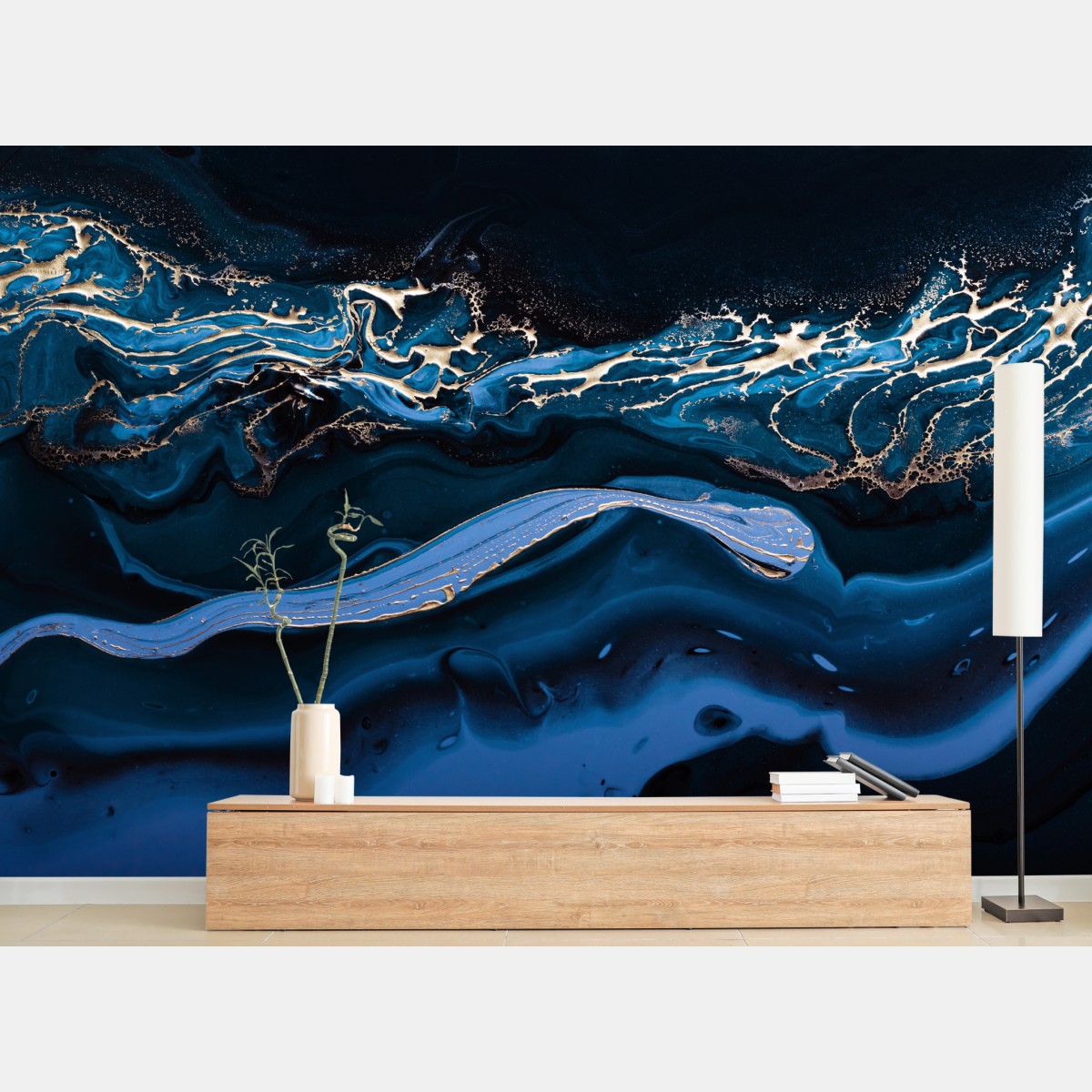 Fototapete marineblaue und goldene abstraktion – Wallnifity®