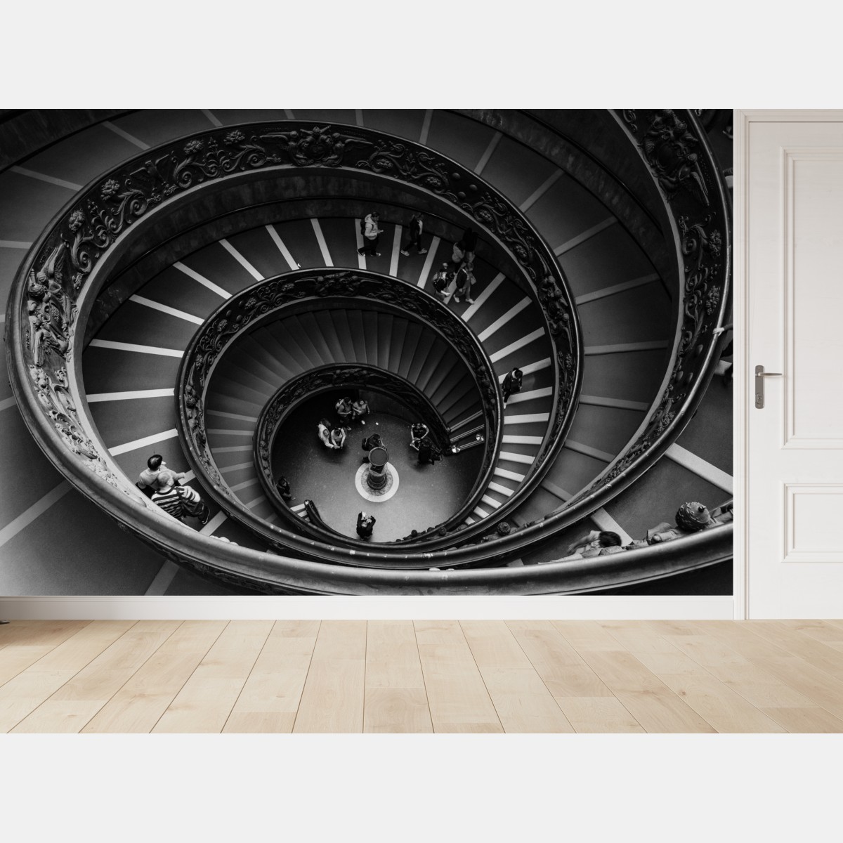 Fototapete dramatische spiraltreppe in monochrom – Wallnifity®