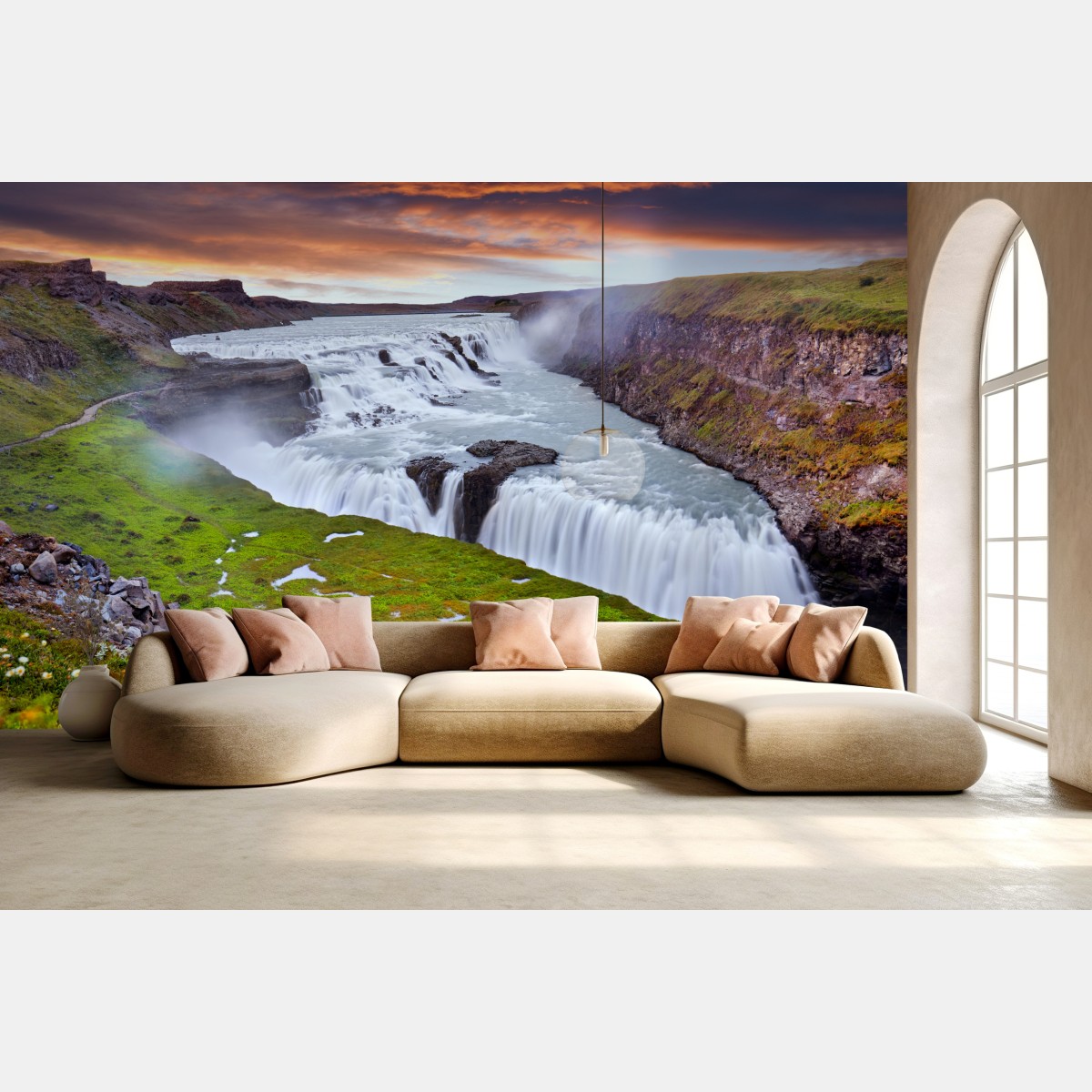Fototapete panoramablick auf den wasserfall Gullfoss – Wallnifity®