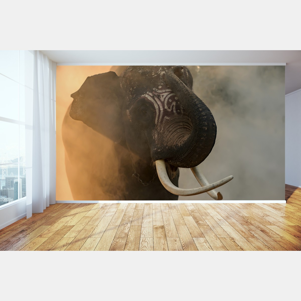 Fototapete majestätischer Thai-elefant mit stoßzähnen – Wallnifity®