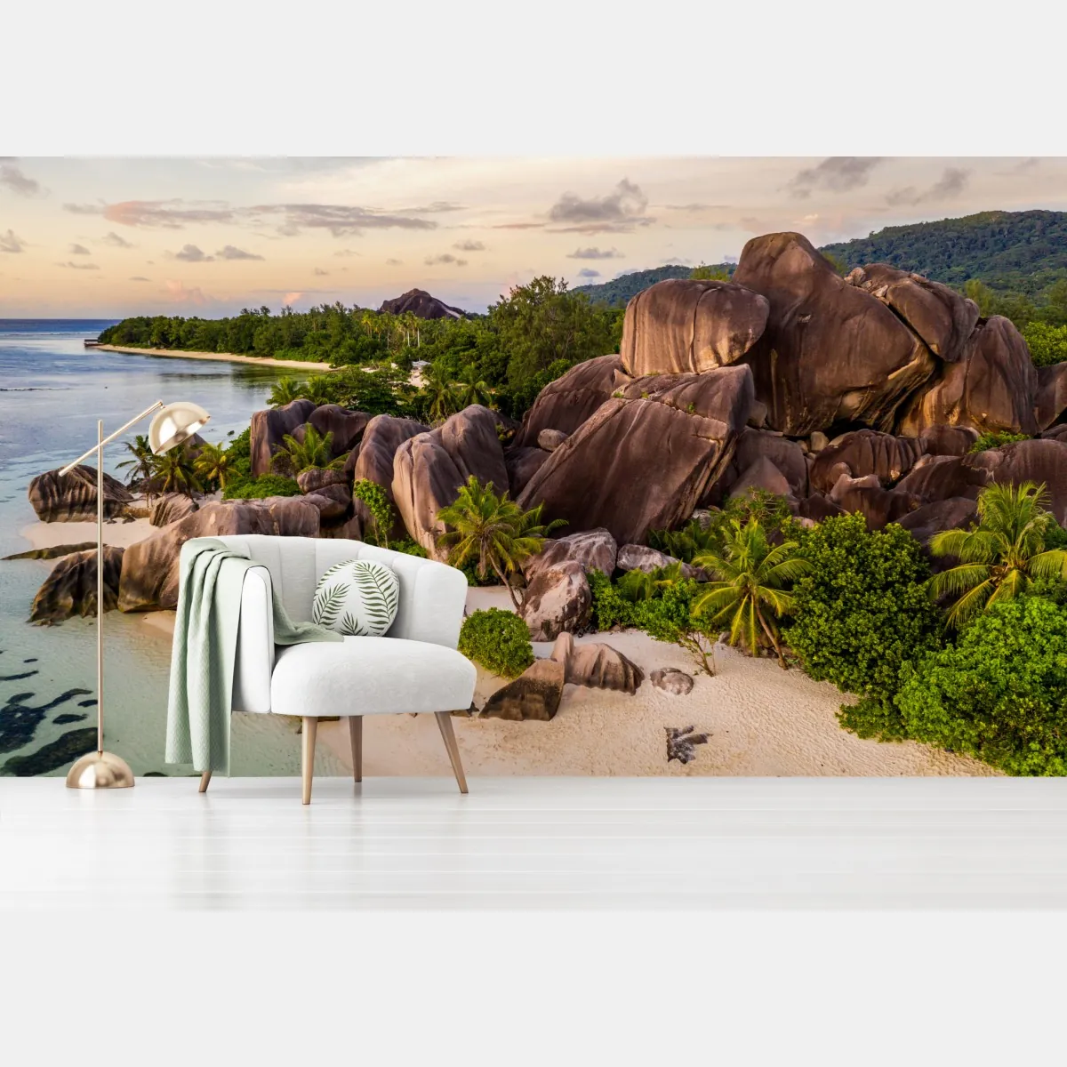 Fototapete Anse d'Argent tropischer granitstrand – Wallnifity®