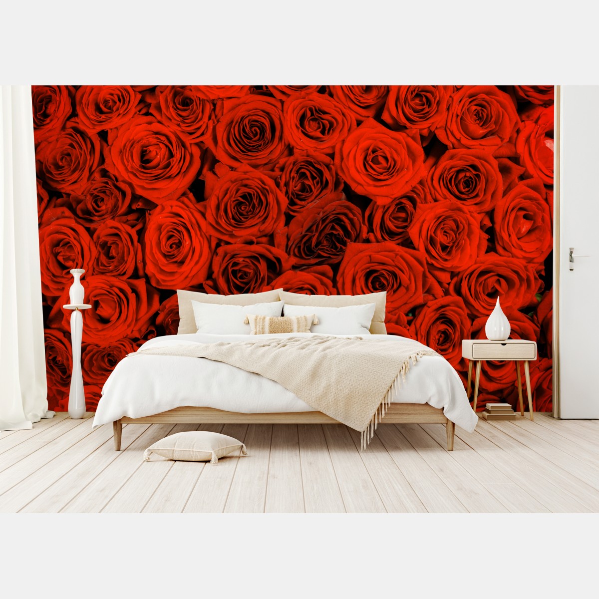 Fototapete prächtiger strauß roter rosen – Wallnifity®