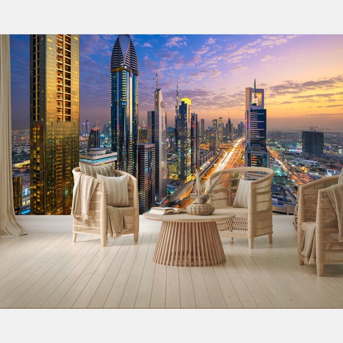 Fototapete stadtszene Dubais bei dämmerung – Wallnifity®