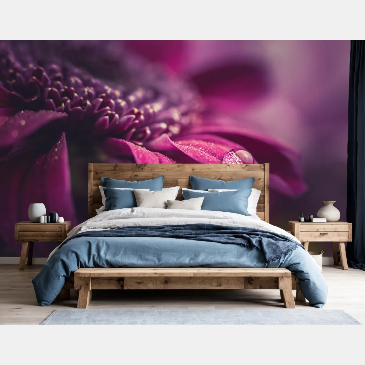 Fototapete lila makroblüte mit tautropfen – Wallnifity®