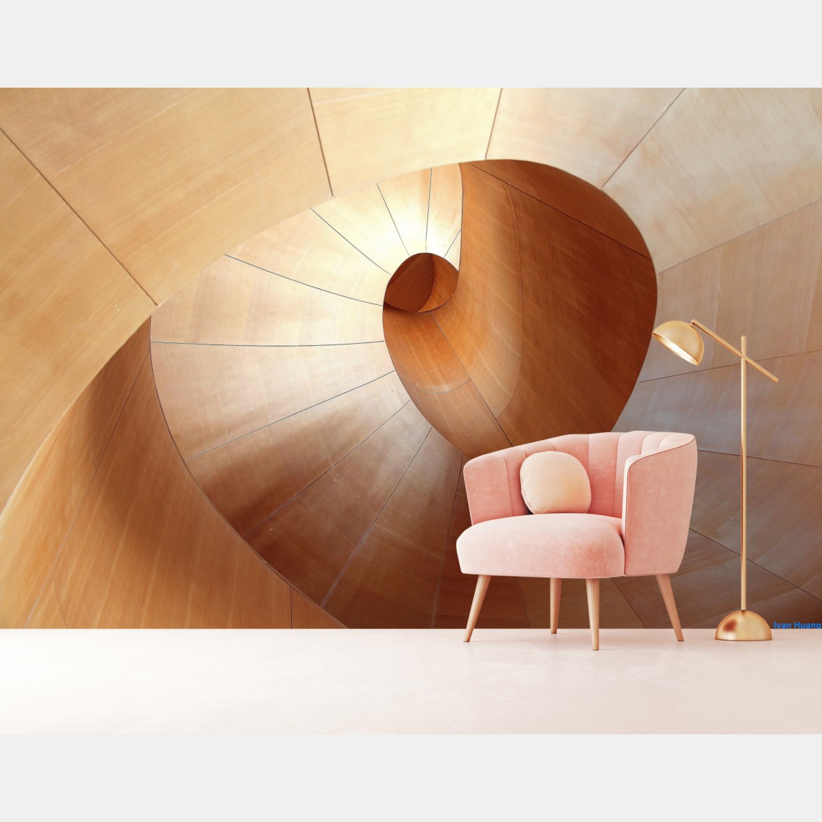 Fototapete warme holzspirale – Wallnifity®