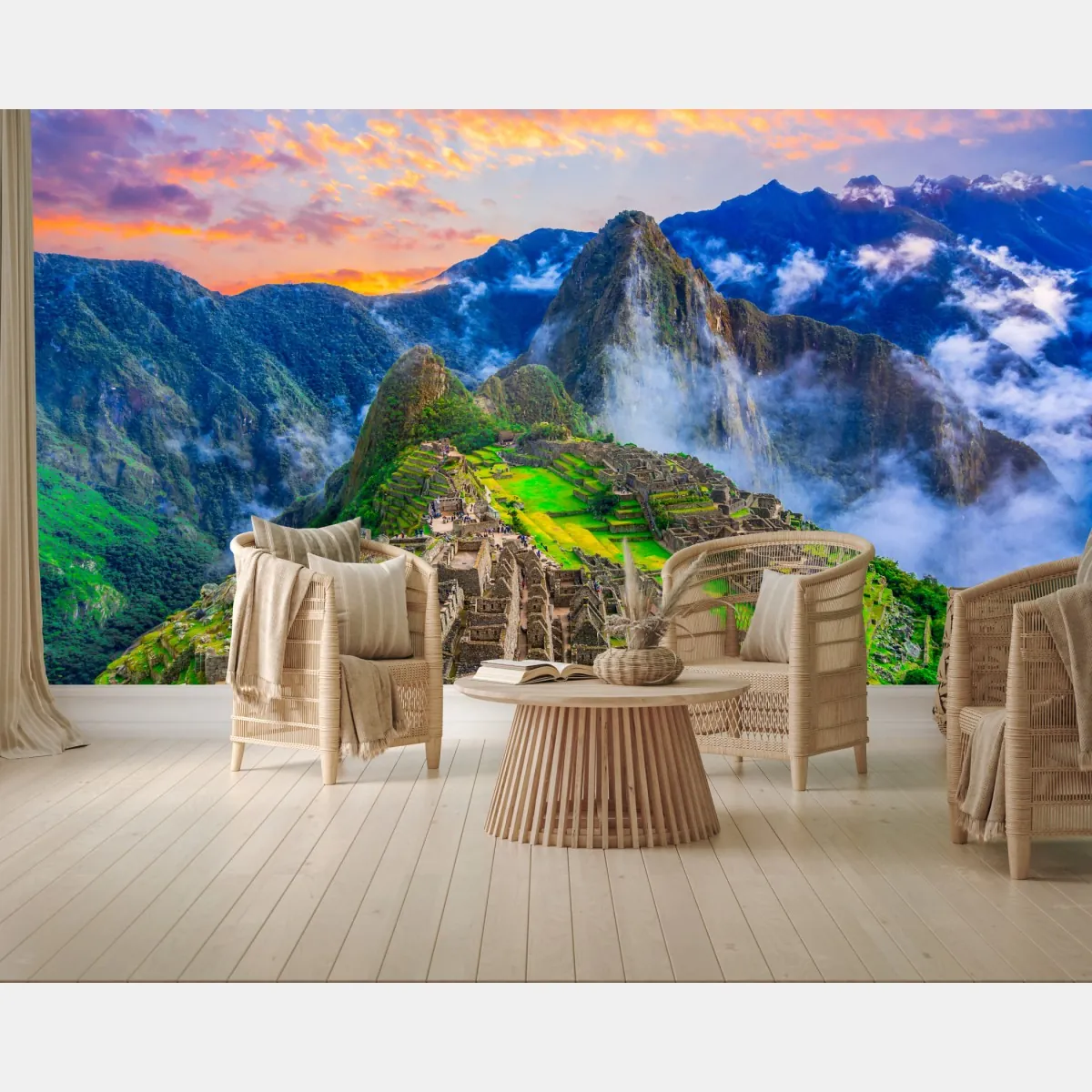 Fototapete sonnenuntergang über Machu Picchu antike Inka-zitadelle – Wallnifity®