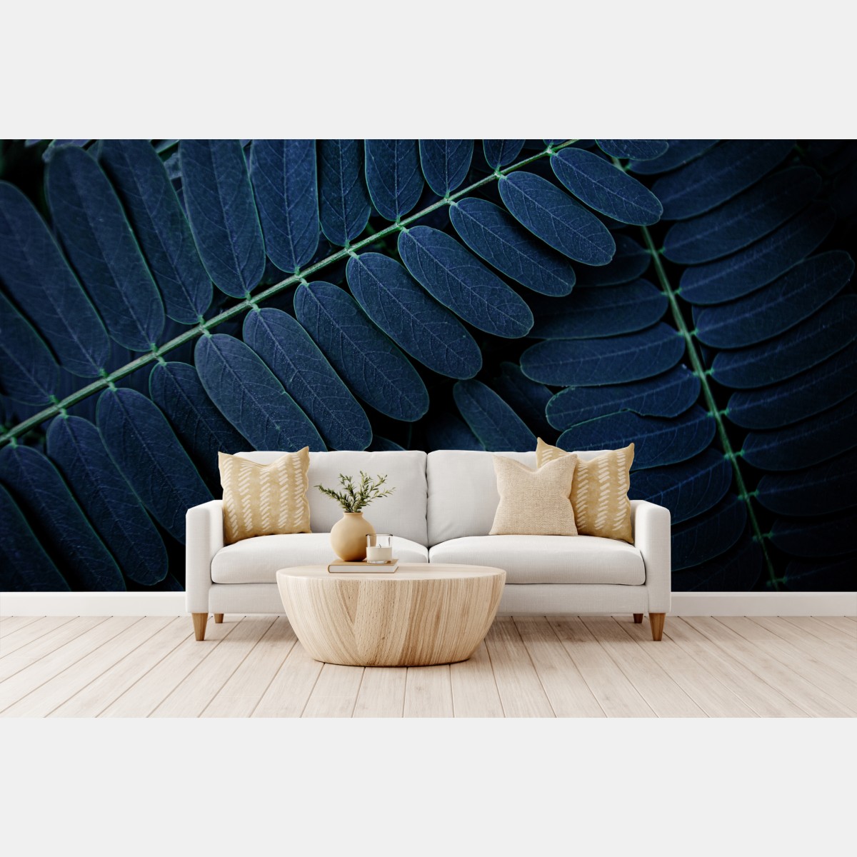 Fototapete tiefblaues blattmuster – Wallnifity®