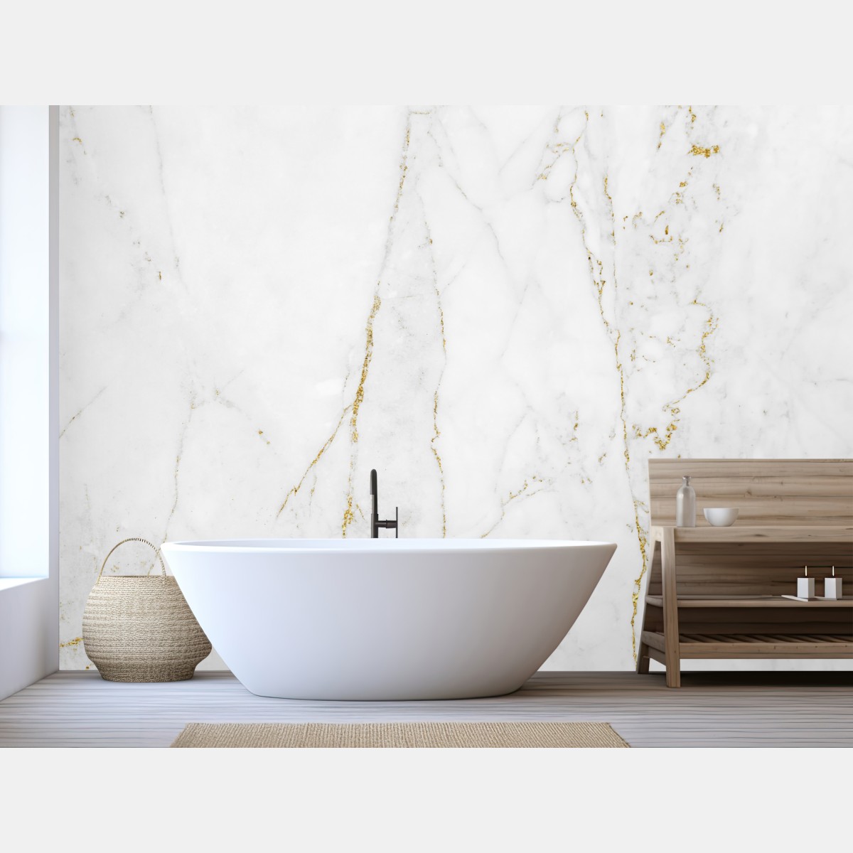 Fototapete weißer marmor mit goldenen adern – Wallnifity®