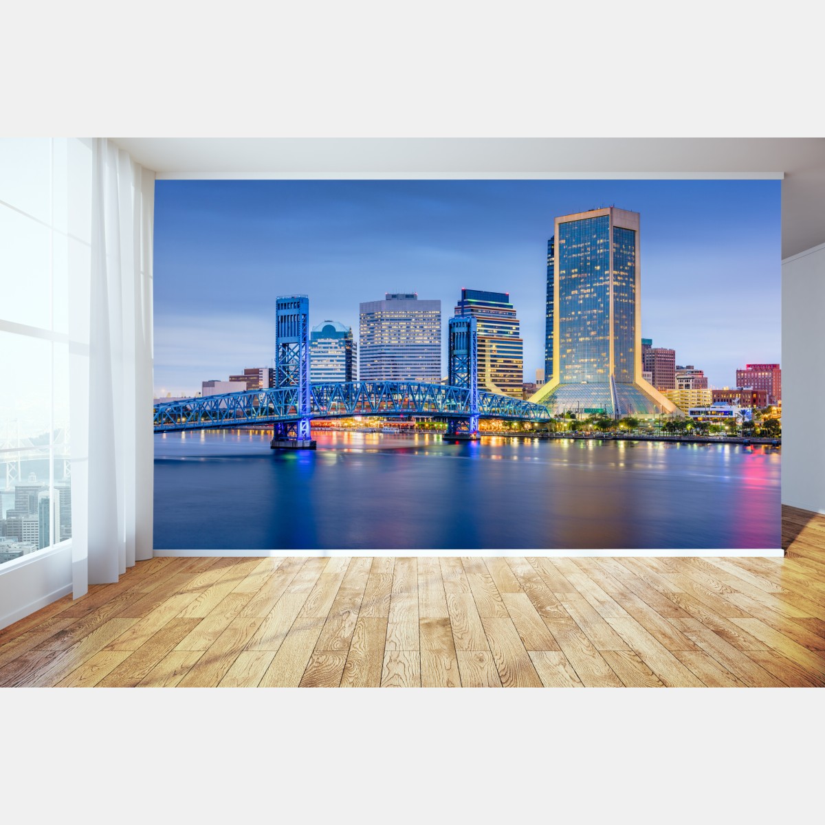 Fototapete Jacksonville skyline bei dämmerung – Wallnifity®