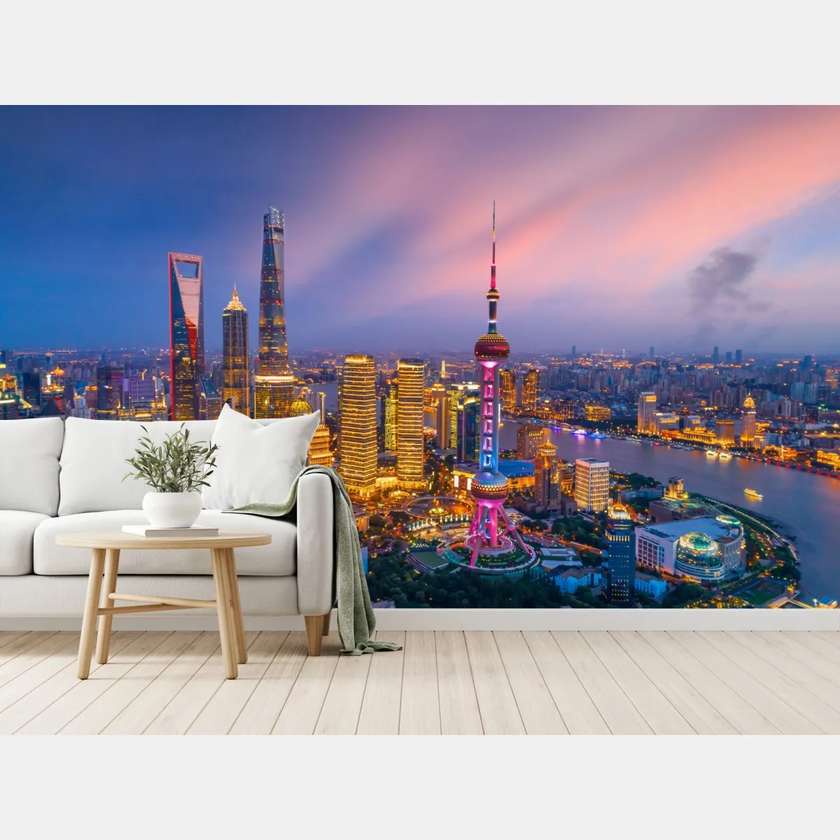 Fototapete Shanghai nächtliche skyline – Wallnifity®