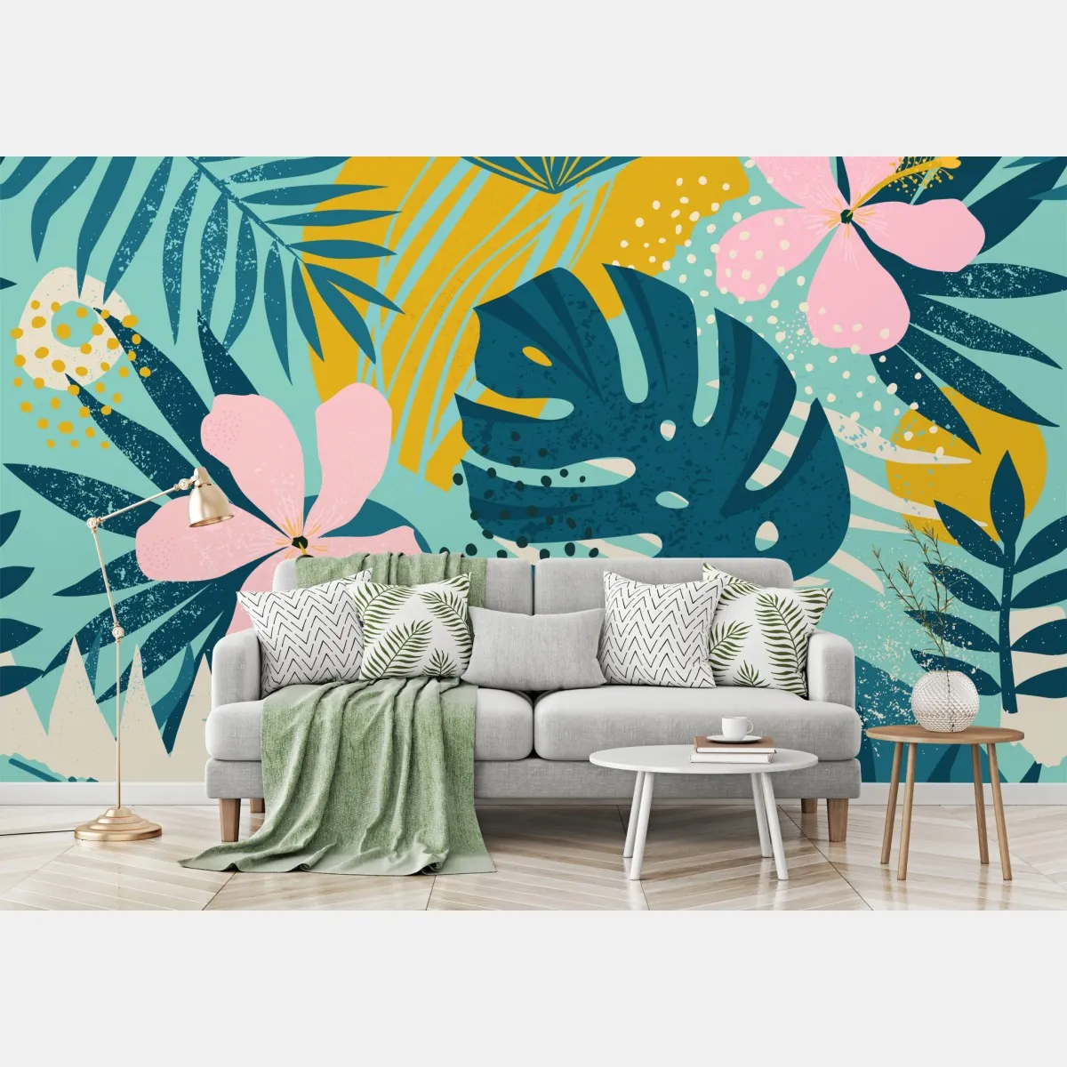 Fototapete tropische blätter und blüten – Wallnifity®