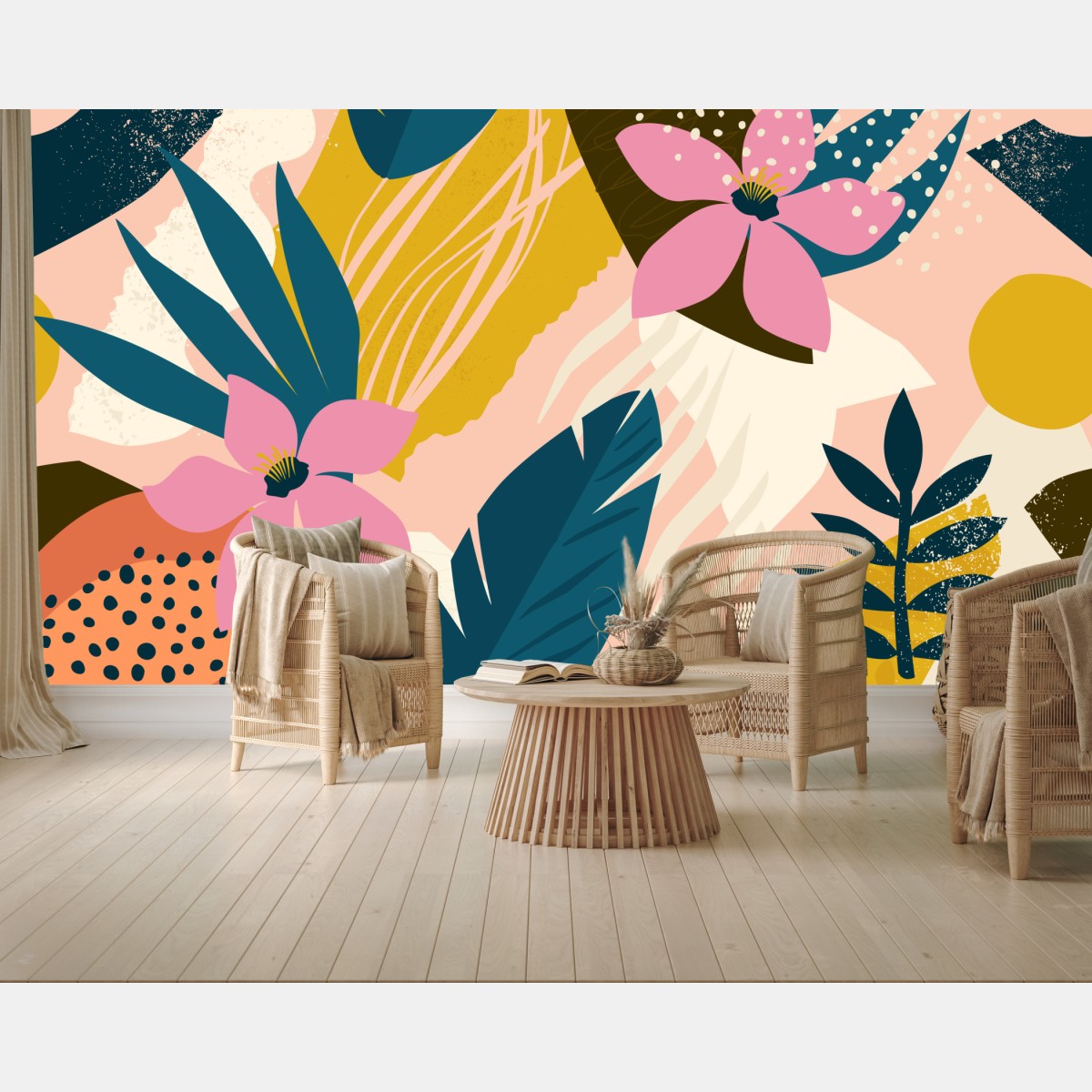 Fototapete tropisches abstraktes blumenmotiv – Wallnifity®