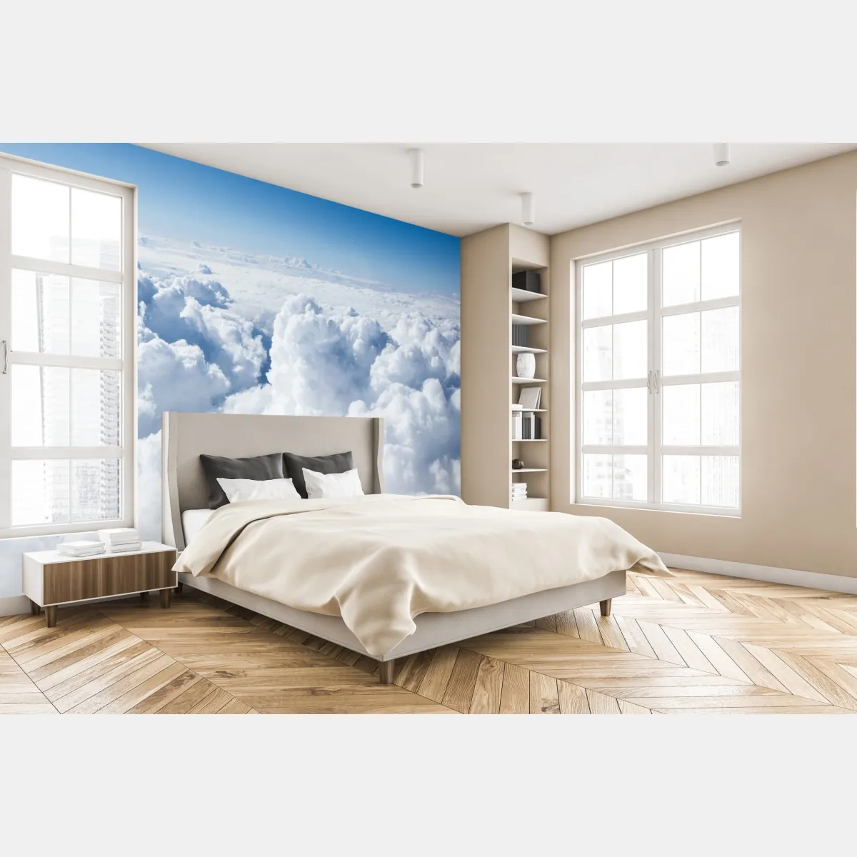 Fototapete blick von oben: sanfte wolken und blauer himmel – Wallnifity®