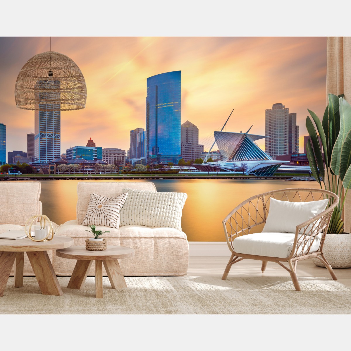 Fototapete Milwaukee skyline bei dämmerung – Wallnifity®