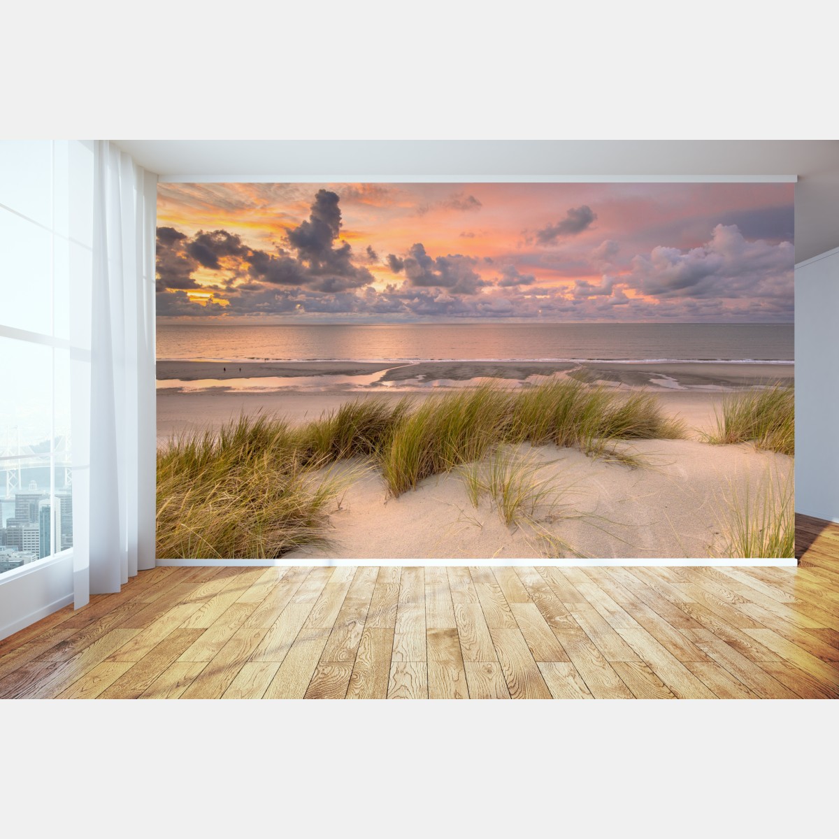 Fototapete sonnenuntergang über dünen in Zeeland – Wallnifity®