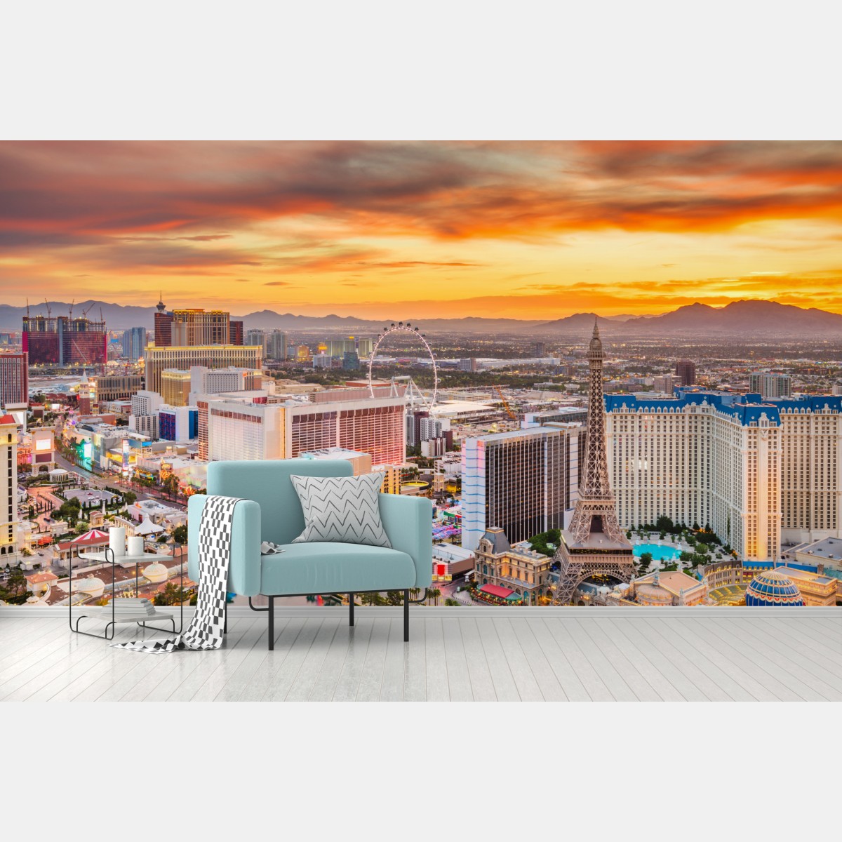 Fototapete Las Vegas skyline bei sonnenuntergang – Wallnifity®