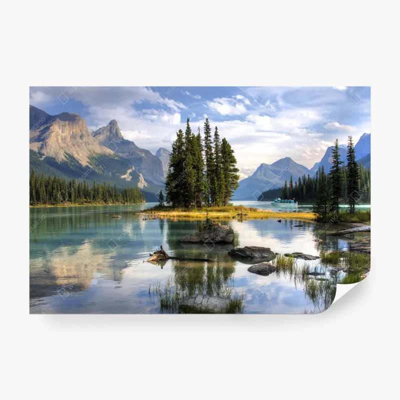 Fototapete zarte lotus-linienzeichnung – Wallnifity®