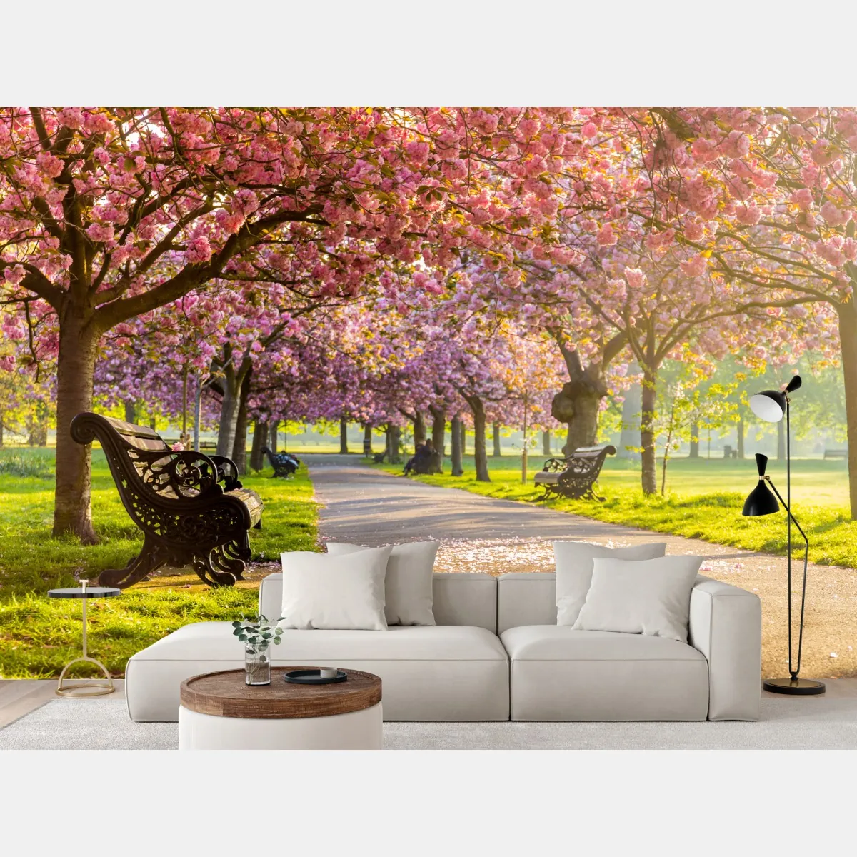 Fototapete kirschblütenallee im frühling – Wallnifity®