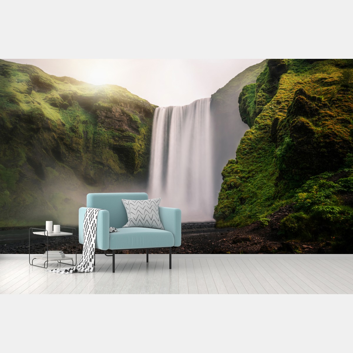 Fototapete majestätischer wasserfall Skogafoss – Wallnifity®